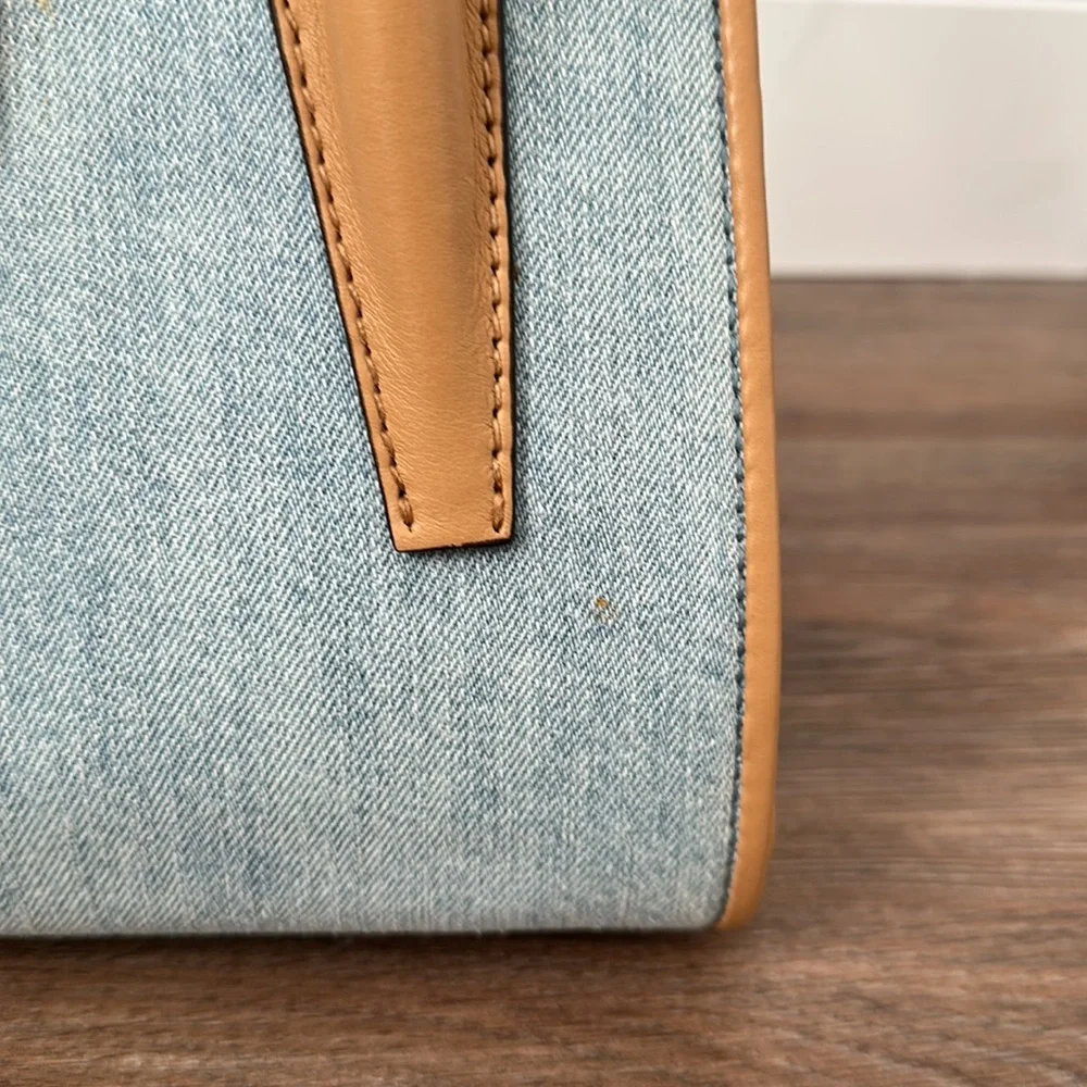 NWT Michael Kors Collection Bancroft Md Satchel, Denim/Genuine Leather - Picture 3 of 16